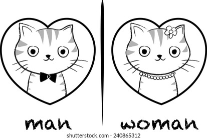 boy and girl cat face