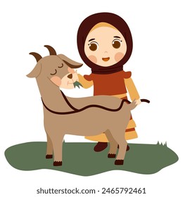 Boy and Girl Celebrate Qurban Day Eid Al Adha
