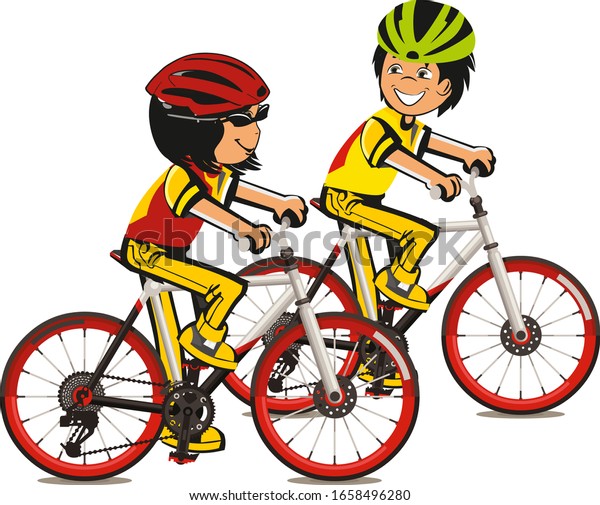 boy and girl bike ride