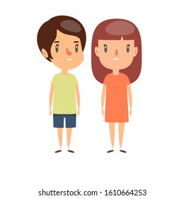 Boy and girl - characters. Vector flat design illustration.