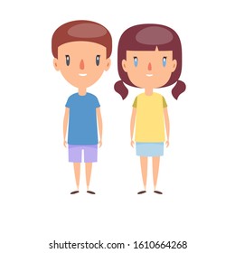 Boy and girl - characters. Vector flat design illustration.
