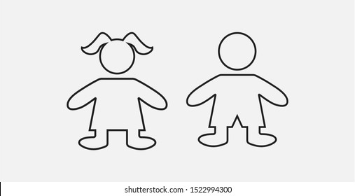 Boy and girl, child icon. Children simple icon. Linear vector icon