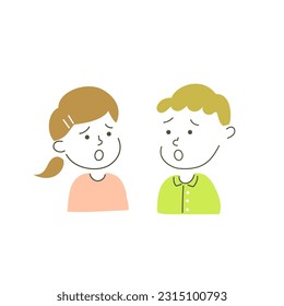 boy, girl, child, kid, sad, anxiety, worry, uneasy, anxious, feel nervous, concern, vector, illustration