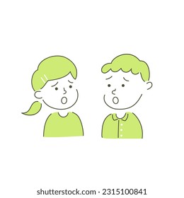 boy, girl, child, kid, sad, anxiety, worry, uneasy, anxious, feel nervous, concern, vector, illustration