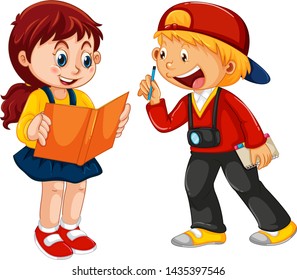 Boy and girl children character illustration