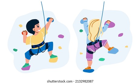 Boy Girl Children Climbing Together Vector Stock Vector (Royalty Free