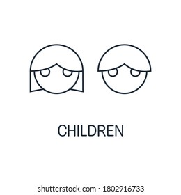 Muchacho y chica. Niños. Icono lineal vectorial aislado en fondo blanco.