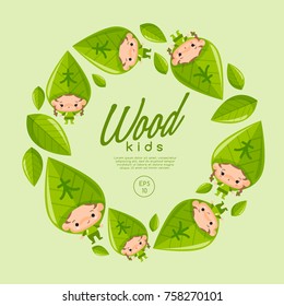 Boy and Girl in Chinese Five Elements Hat : Vector Illustration