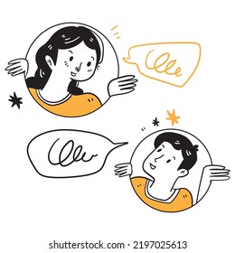 doodle de concepto de comunicación para niños y niñas