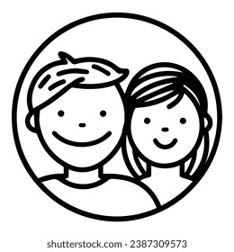 Boy And Girl Couple Flat Icon Isolated On White Background