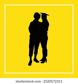 Boy and Girl Couple Silhouette Vector Art Design