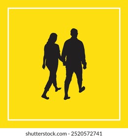 Boy and Girl Couple Silhouette Vector Art Design