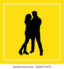 Boy and Girl Couple Silhouette Vector Art Design