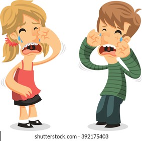 boy and girl crying cartoon