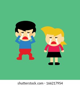 boy and girl are crying vector cartoon 