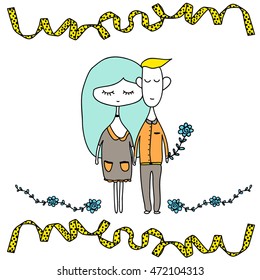 boy and girl cute vector.
