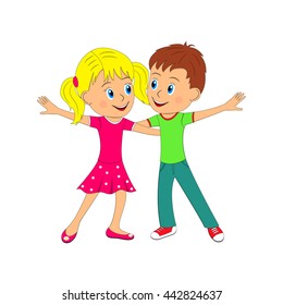  boy and girl dance, illustration, vector