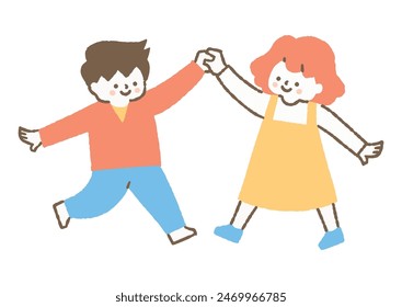 Boy and girl dancing happily_Color