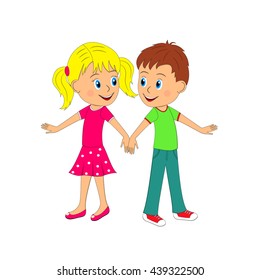  boy and girl dancing, illustration, vector