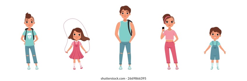 Niño y niña en diferentes Vectores de Edad