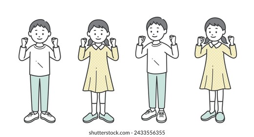 A boy and girl doing a fist pump with both hands