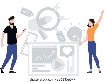 Boy and girl doing social marketing.