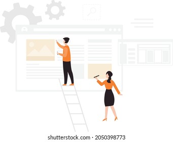 The boy or girl doing team work for the development of web.