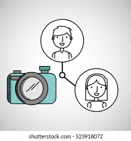 boy and girl draw camera social media vector illustration eps 10