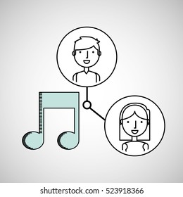 boy and girl draw music social media vector illustration eps 10