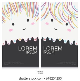 Boy and Girl drawing color line. space for text or photo.