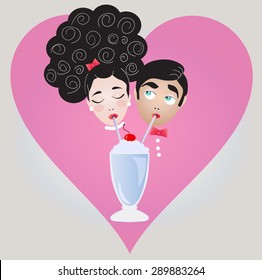 boy and girl drinking a milkshake