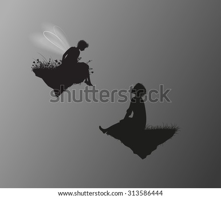 Similar – Image, Stock Photo Boy sits on rock and looks at sea