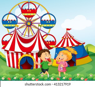 Children Having Fun Circus Illustration Stock Vector (Royalty Free ...