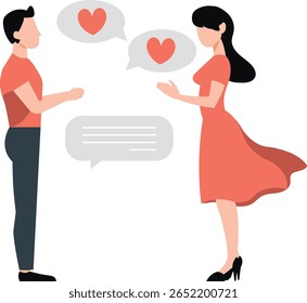 A boy and a girl are expressing their affection by sending heart emojis to each other over messaging, symbolizing their growing bond and feelings.