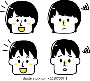 Boy and girl face icon set