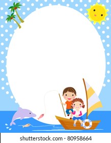 boy and girl fishing,summer