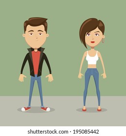 Boy and girl flat character design. Vector illustration