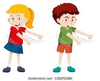 Boy And Girl Floss Dance Illustration