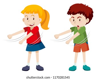 Boy and girl floss dancing illustration