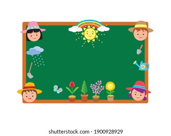 boy and girl and flower pot