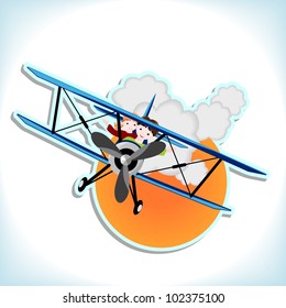 Boy Girl Flying Blue Biplane Vector Stock Vector (Royalty Free ...