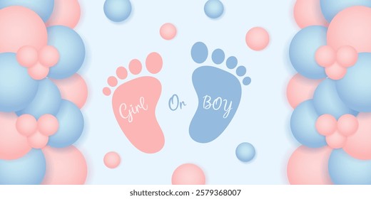 Boy or Girl. Gender reveal invitation template. Vector illustration