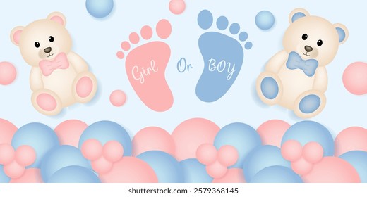 Boy or Girl. Gender reveal invitation template. Vector illustration