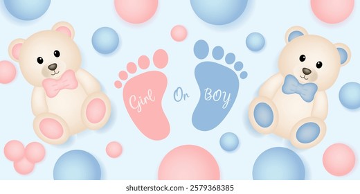 Boy or Girl. Gender reveal invitation template. Vector illustration