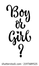 Boy or girl - gender reveal party text design element. Trendy calligraphy lettering illustration. 