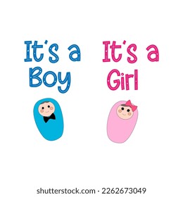 It's a boy, It's a girl. Gender reveal party card, banner vector element design