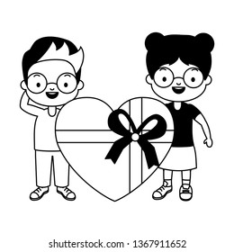 boy and girl gift heart