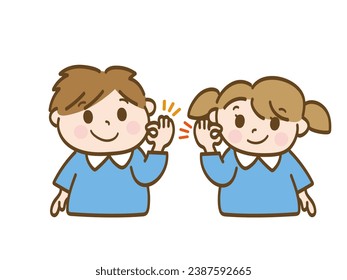 A boy and a girl giving the OK sign_siblings of nursery school children