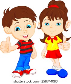 boy and girl giving thumb up