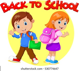 Boy and girl are going to School